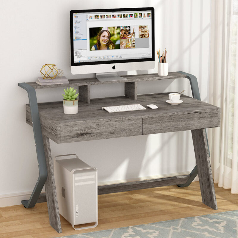 Computer Desk, 47-Inch Writing Desk with 2 Storage Drawers - Image 2