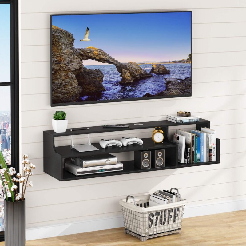 Floating TV Shelf, Modern Wall Mounted Media Console Shelf - Image 2