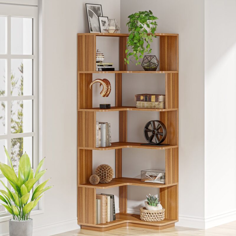 Corner Bookshelf, 6-Tier Corner Bookcase Display Rack - Image 3