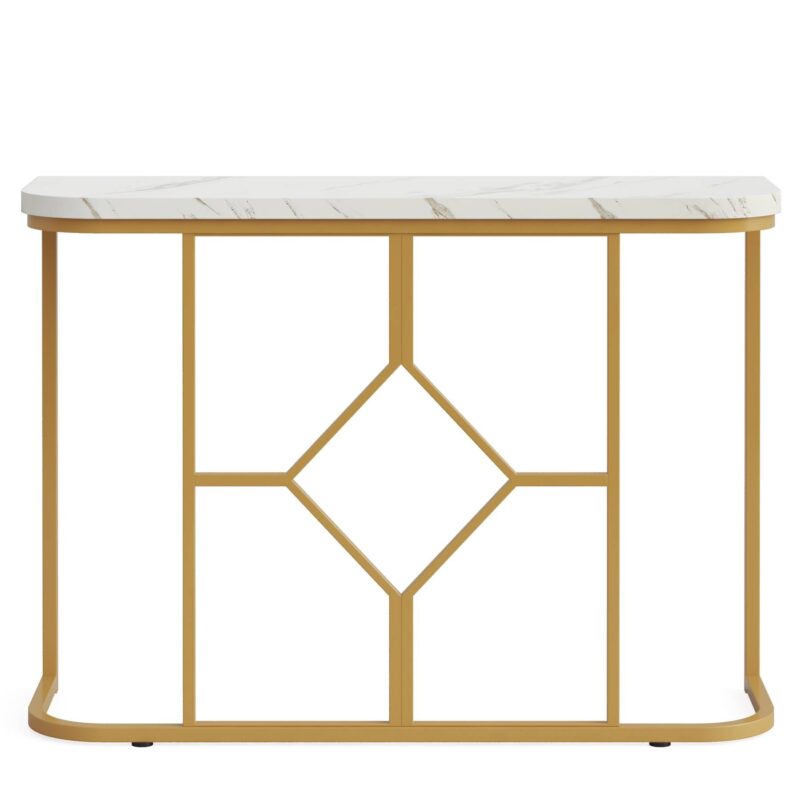 Console Table, 42.5 Inch Modern Faux Marble Entryway Table - Image 2