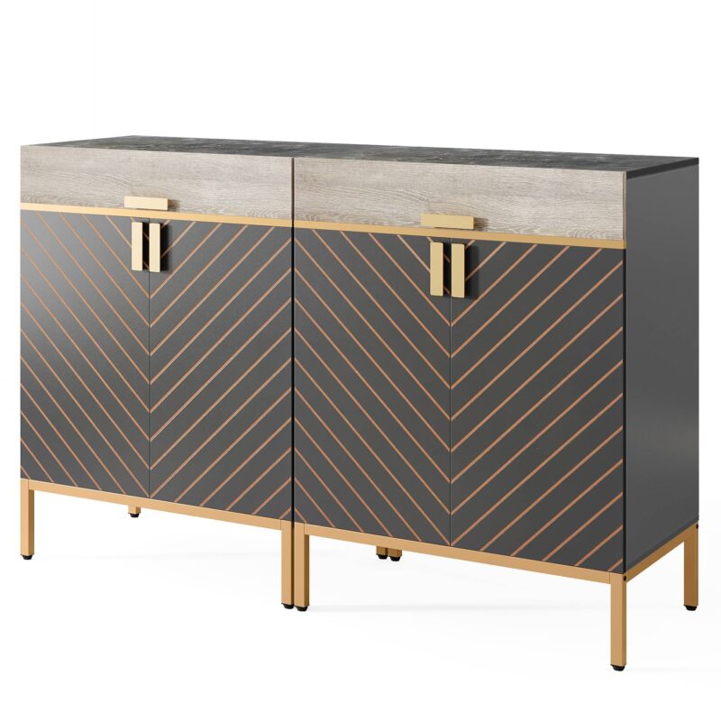 Sideboard Buffet, Modern Kitchen Cabinet with Drawer & Removable Shelves - Image 9