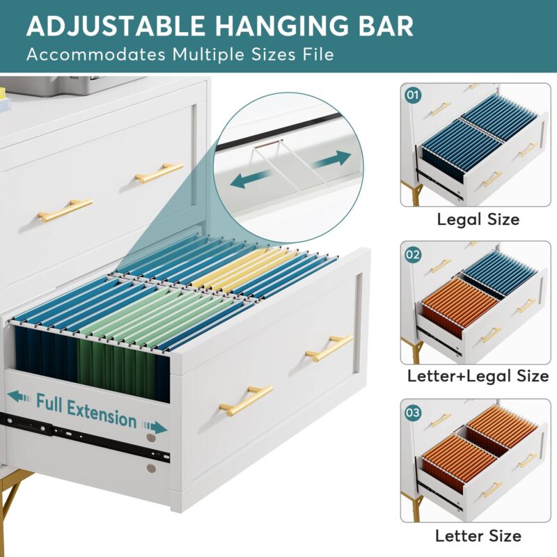 File Cabinet, Lateral Storage Cabinet Printer Stand with 2 Drawers - Image 6