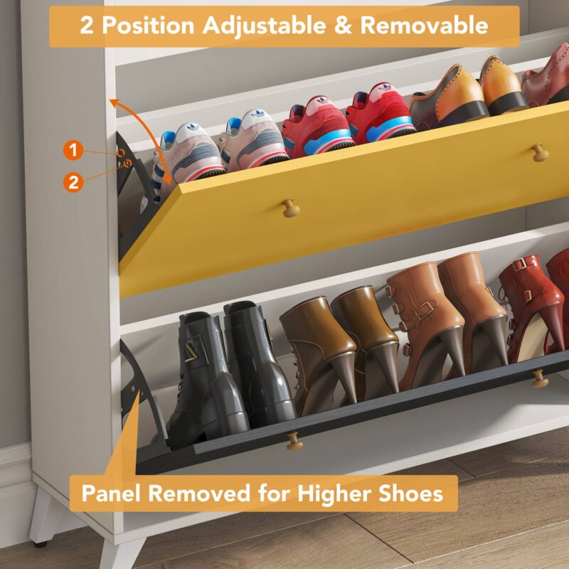 Shoe Cabinet, 24 Pair Shoe Rack Organizer with 3 Flip Drawers - Image 7