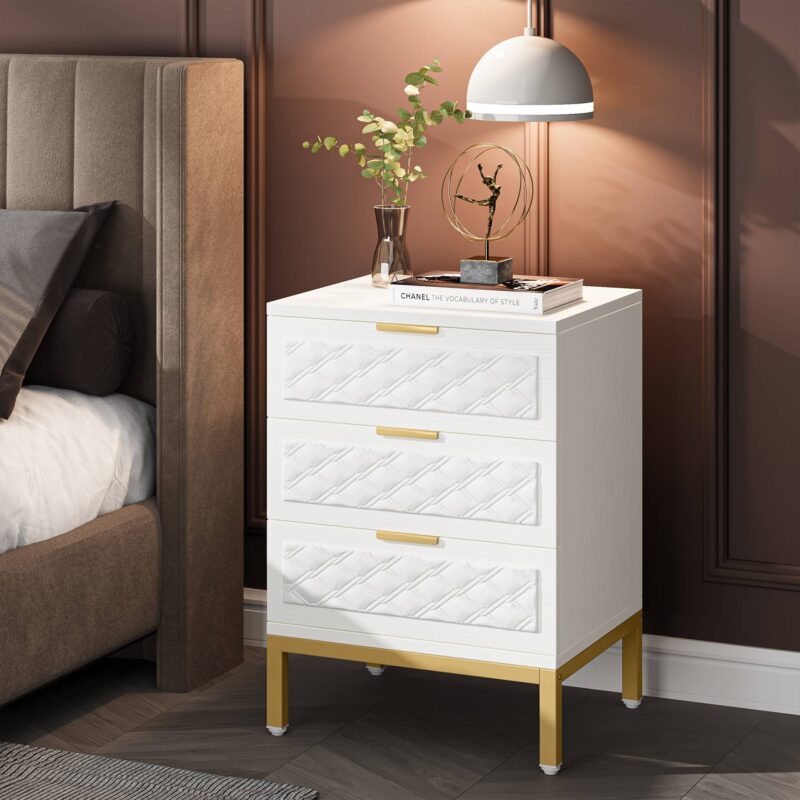 Nightstand, 3-Drawer Modern Beside Table End Table - Image 3