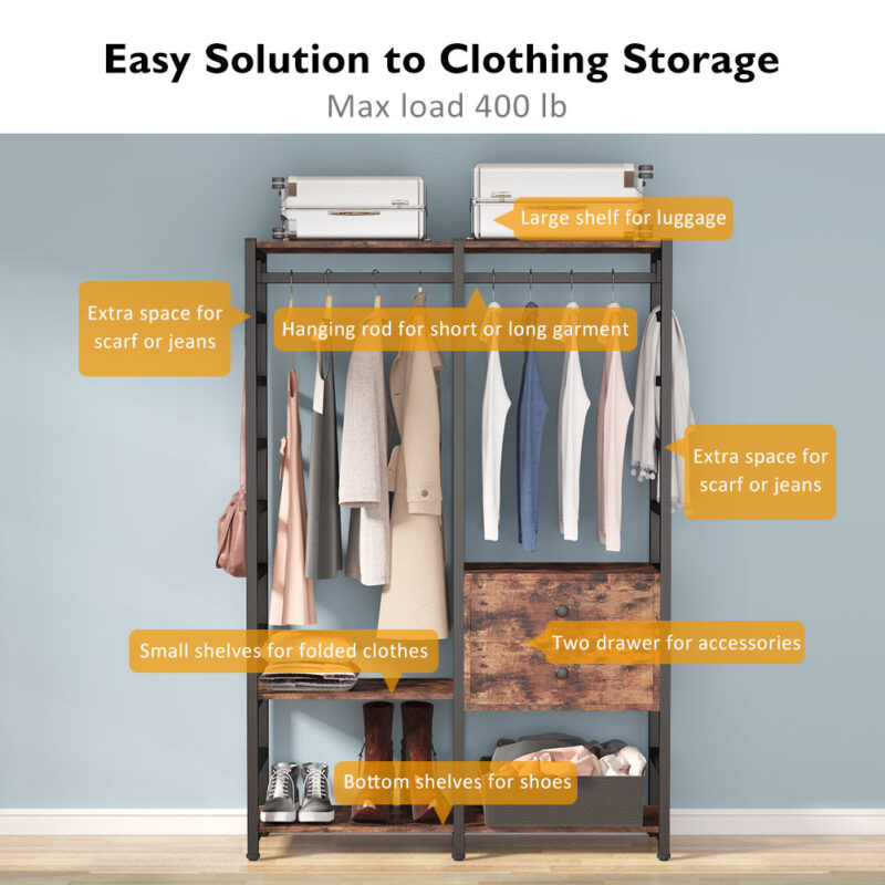 Freestanding Closet Organizer, Heavy Duty Clothes Rack - Image 6