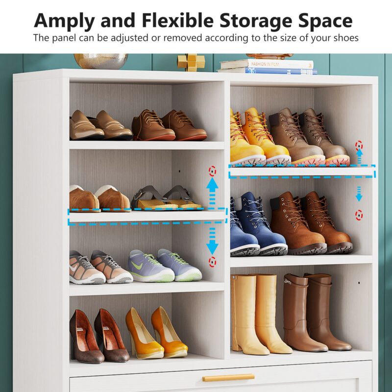 Shoe Cabinet, 7-Tier Shoe Rack with Flip Door & Adjustable Shelves - Image 5