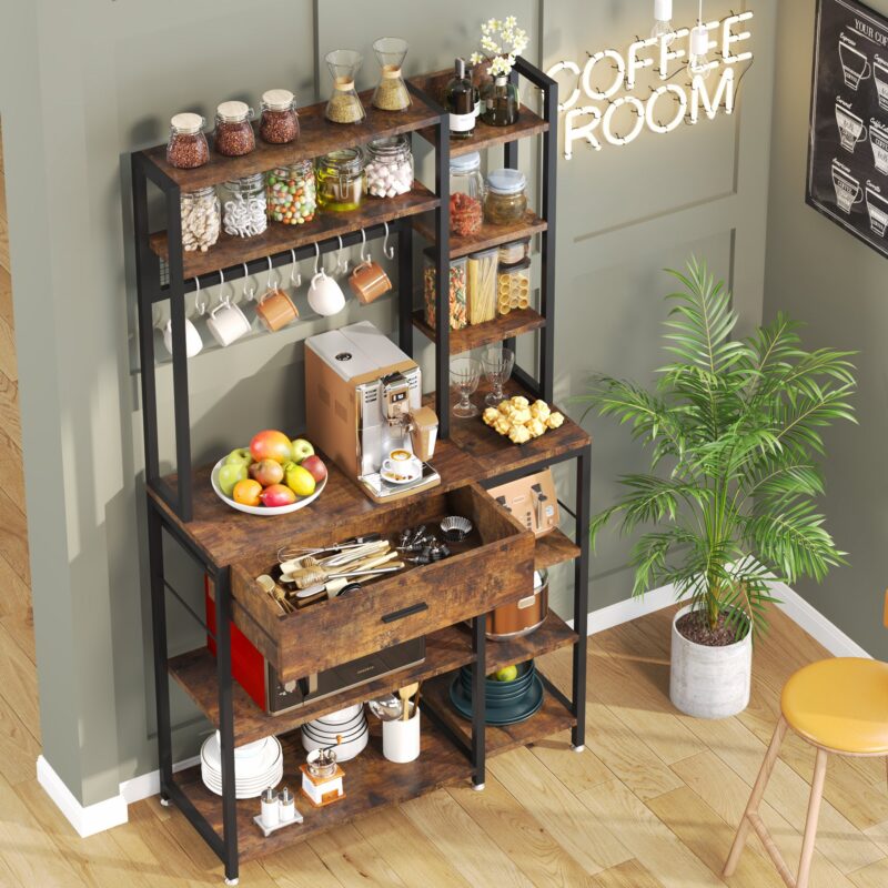 Kitchen Baker's Rack, 70.9" Kitchen Storage Shelf with Drawer & Hutch - Image 5