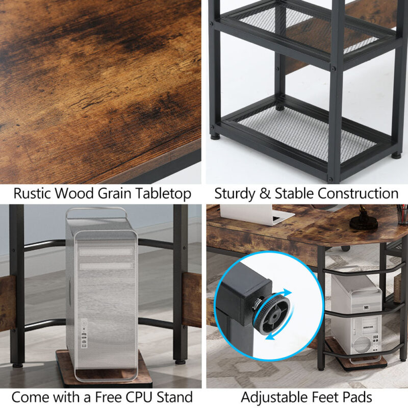 L-Shaped Desk,  Sit to Stand Corner Computer Desk with Lift Top - Image 6