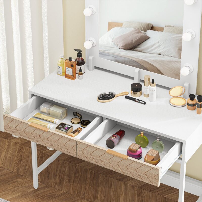 Vanity, Makeup Dressing Table with Lights and Drawers - Image 6