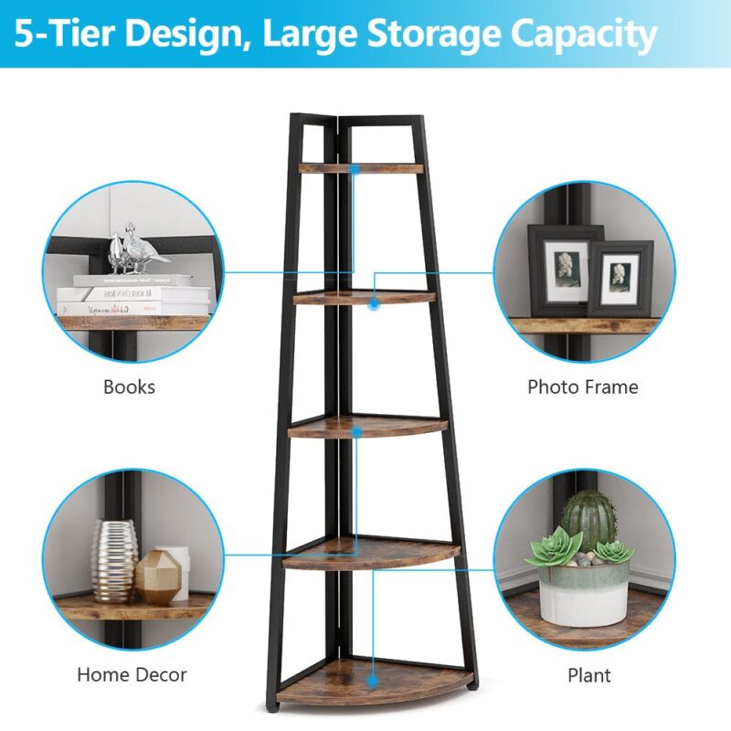 Corner Shelf, 70" Tall Corner Ladder Shelf Small Bookshelf - Image 6