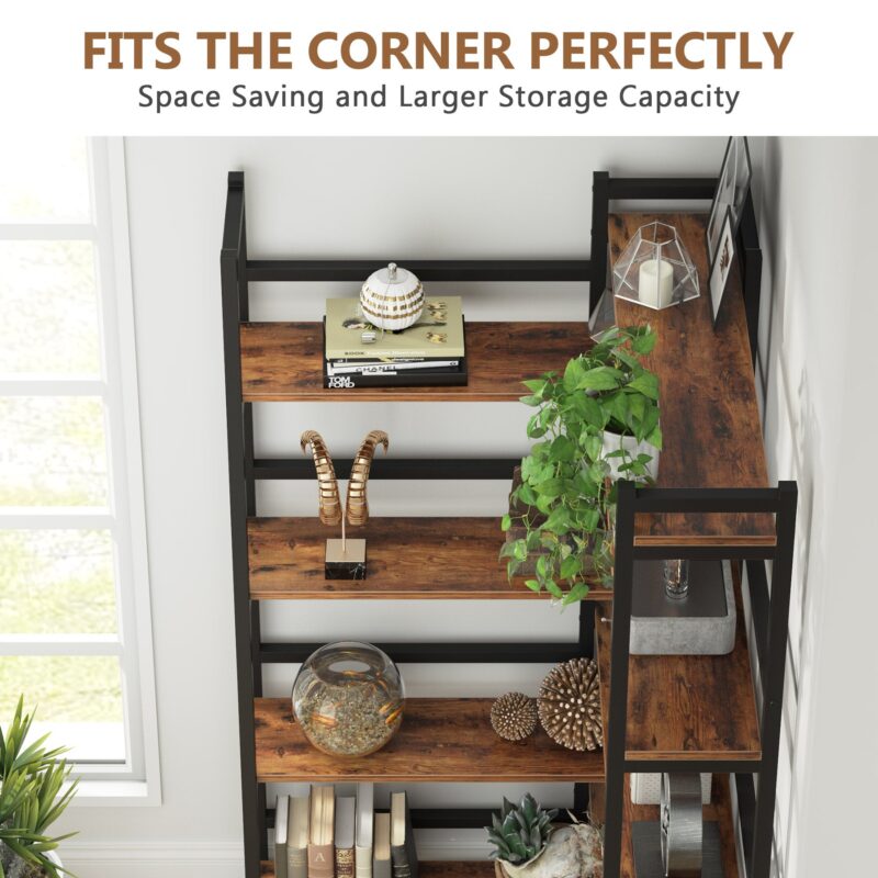 Corner Bookshelf,  8-Tier Industrial 70.8” Bookcase - Image 5