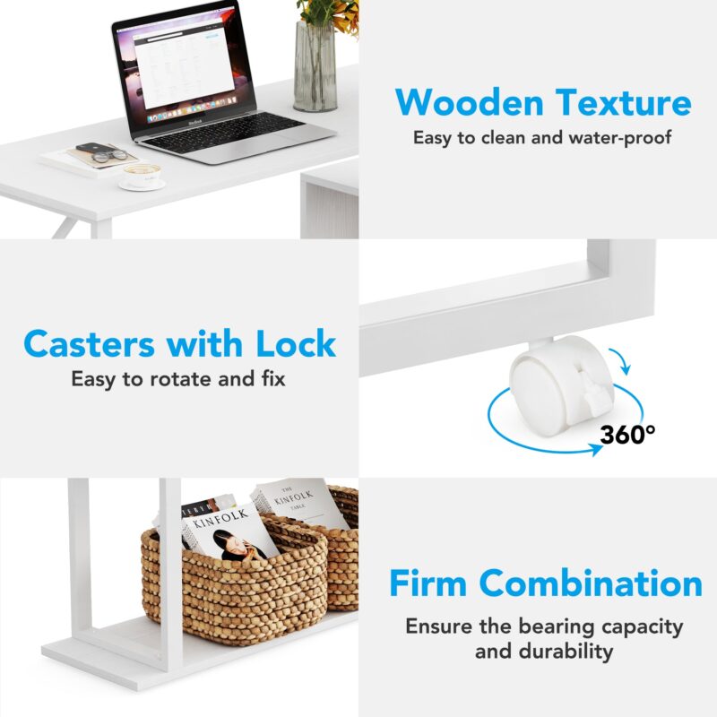 Rotating Desk, Reversible Computer Desk with 5 Shelves - Image 6