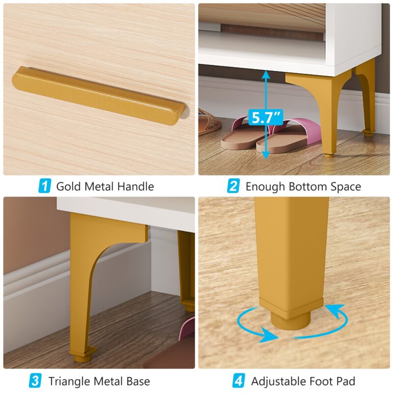 Shoe Cabinet, Slim Hidden Shoe Rack Organizer with 3 Flip Drawers - Image 6