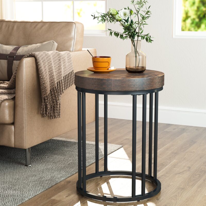 End Table, Modern Round Side Table, Small Nightstand - Image 2