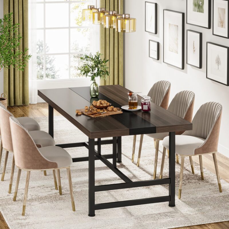 Dinning Table, 70" Home & Kitchen Table with Metal Frame - Image 5