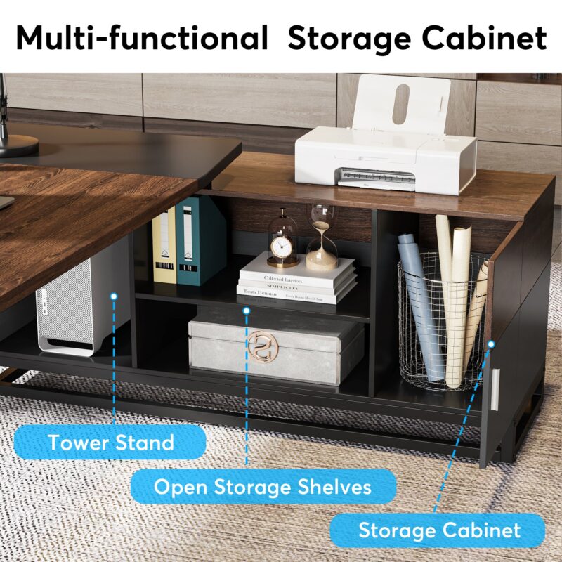 L-Shaped Desk, 67" Executive Desk with 55" Lateral File Cabinet - Image 5