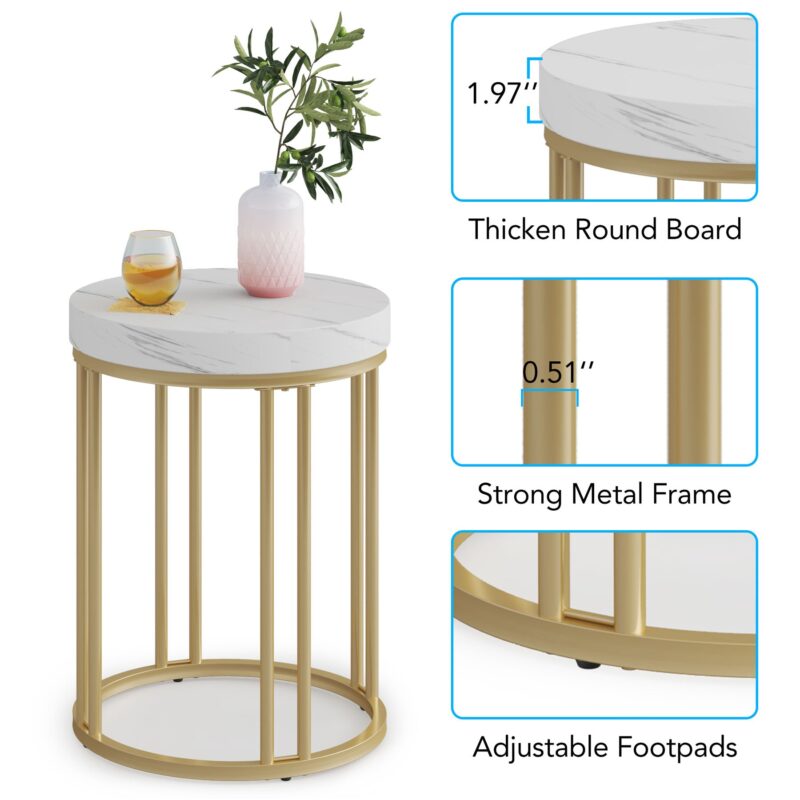 End Table, Modern Round Side Table, Small Nightstand - Image 9