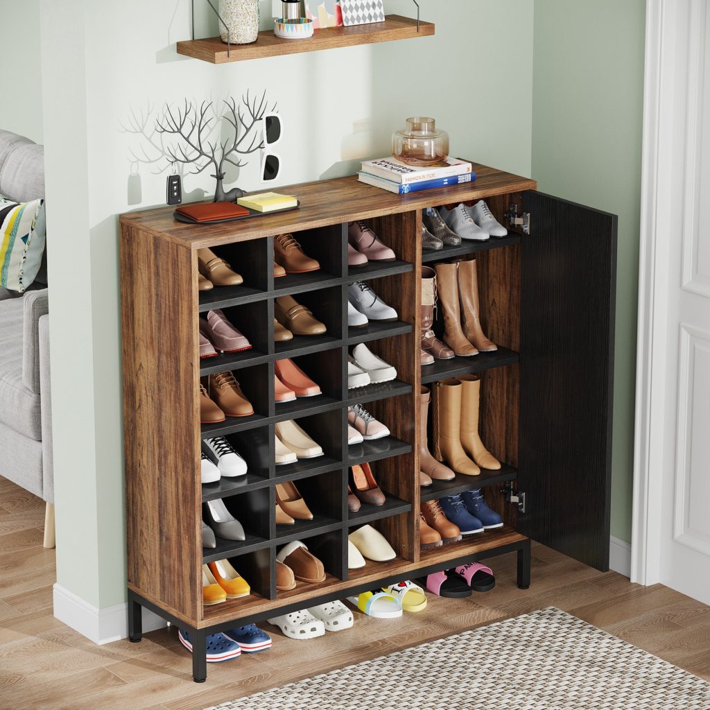 Shoe Cabinet, 6-Tier Shoe Rack with Doors & 23 Cubbies - Image 4