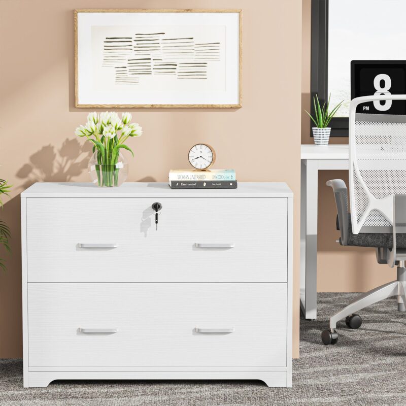 File Cabinet, Modern Lateral Storage Cabinet with 2-Drawer - Image 3