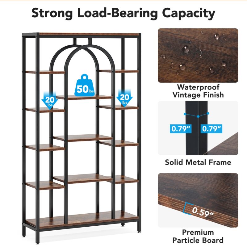 Bookshelf, 70.9" Etagere Bookcase Open Display Shelf - Image 7