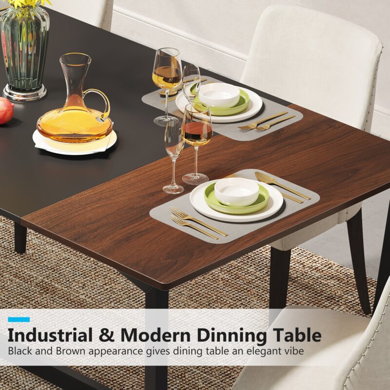 Dining Table, 71" Rectangular Kitchen Table Dining Room Table for 6 People - Image 5