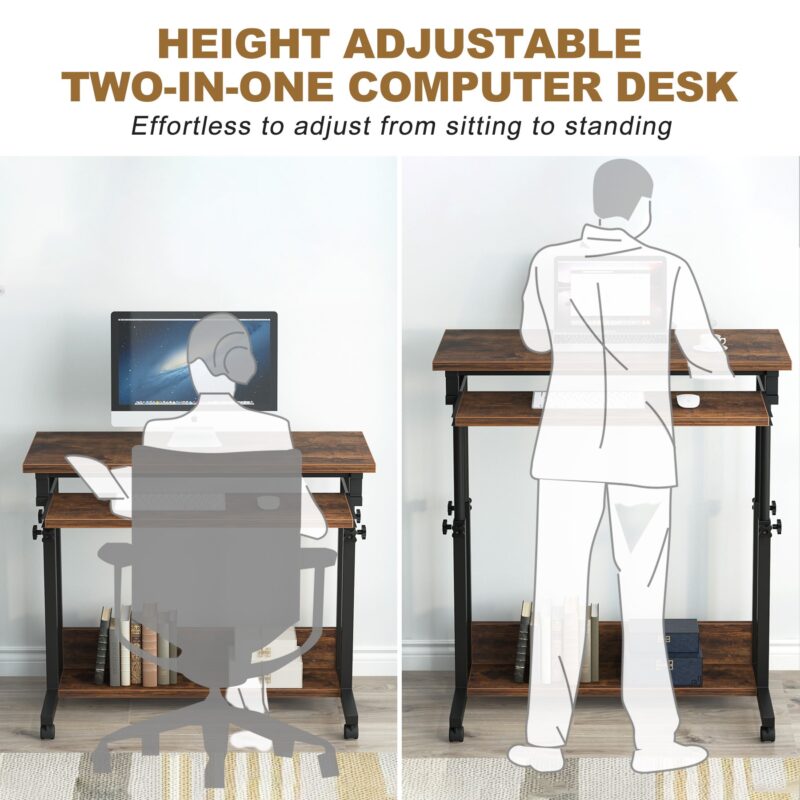 Height Adjustable Desk, Rolling Standing Desk Portable Desk - Image 5