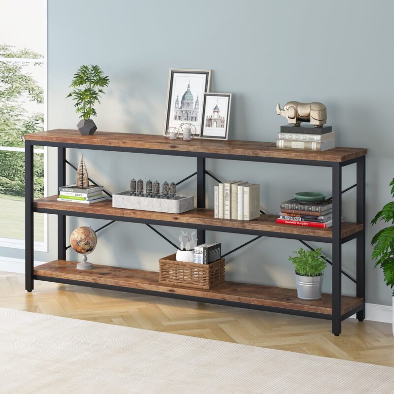 Sofa Table, 3 Tiers TV Stand Console Table - Image 4