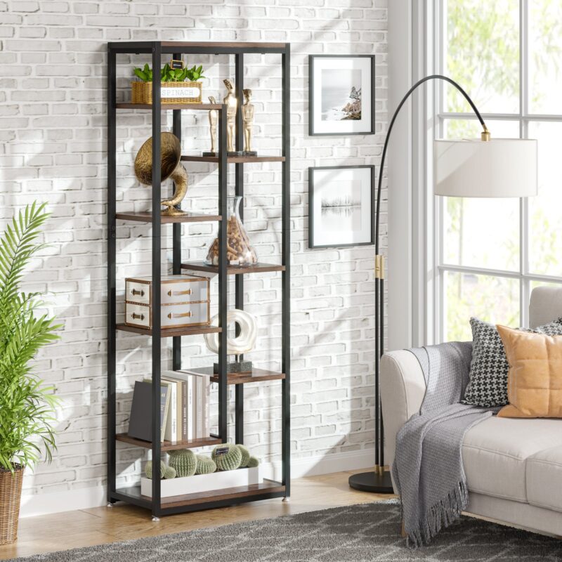 Bookshelf, 70.8" Etagere Bookcase Storage Display Shelf Unit - Image 4