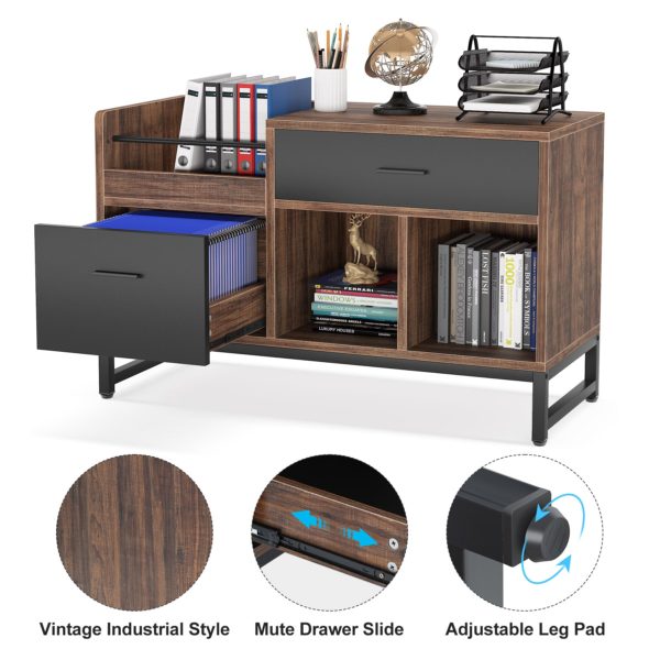 File Cabinet, Rustic Lateral Filing Cabinet with 2 Drawers - Image 6