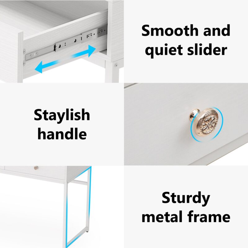 47" Computer Desk, Modern Writing Desk with 2 Drawers - Image 7