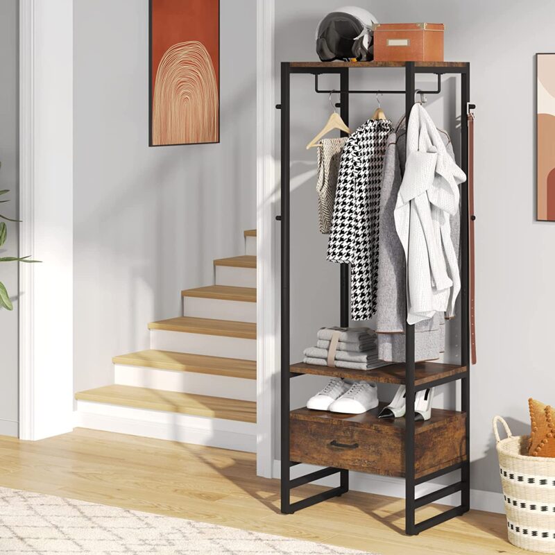 Coat Rack, 70.9" Hall Tree with Big Drawer Freestanding Closet Organizer - Image 4