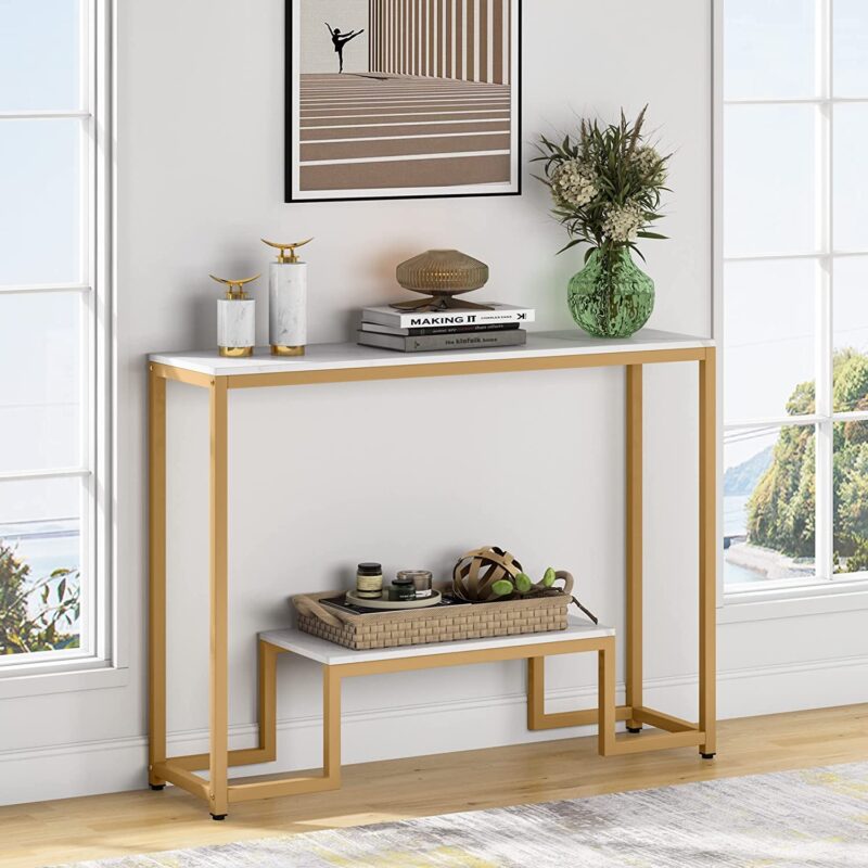 Console Table, 2-Tier Modern Hallway Table Sofa Side Table - Image 3