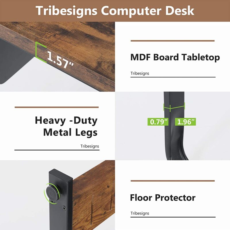 Computer Desk, 59 Inch Executive Office Desk with File Drawers - Image 6