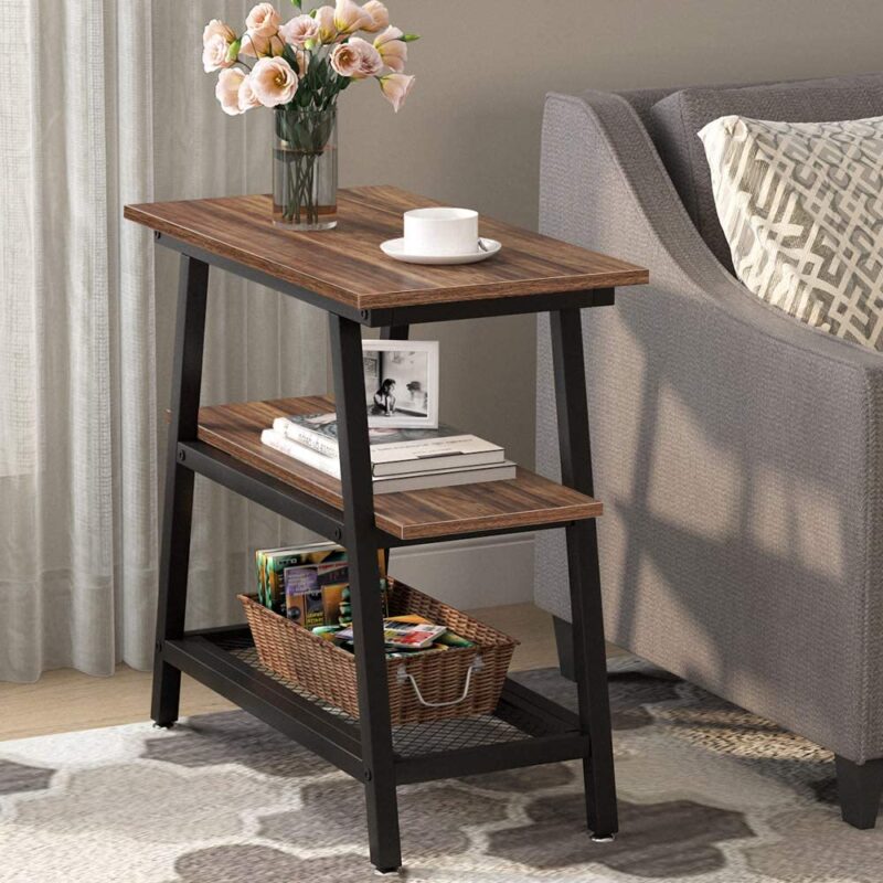 End Table, 3-Tier Vintage Bed Side Table Night Stand - Image 2