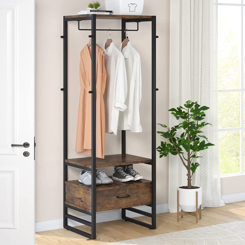 Coat Rack, 70.9" Hall Tree with Big Drawer Freestanding Closet Organizer - Image 3