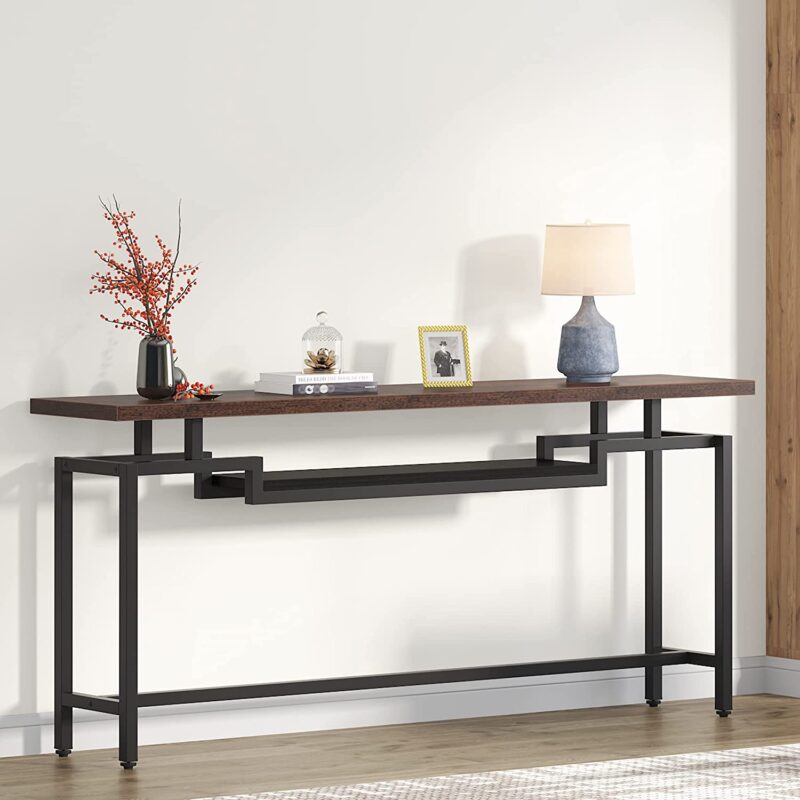 Console Table, 70" Sofa Table with 2 Tier Storage Shelves - Image 2