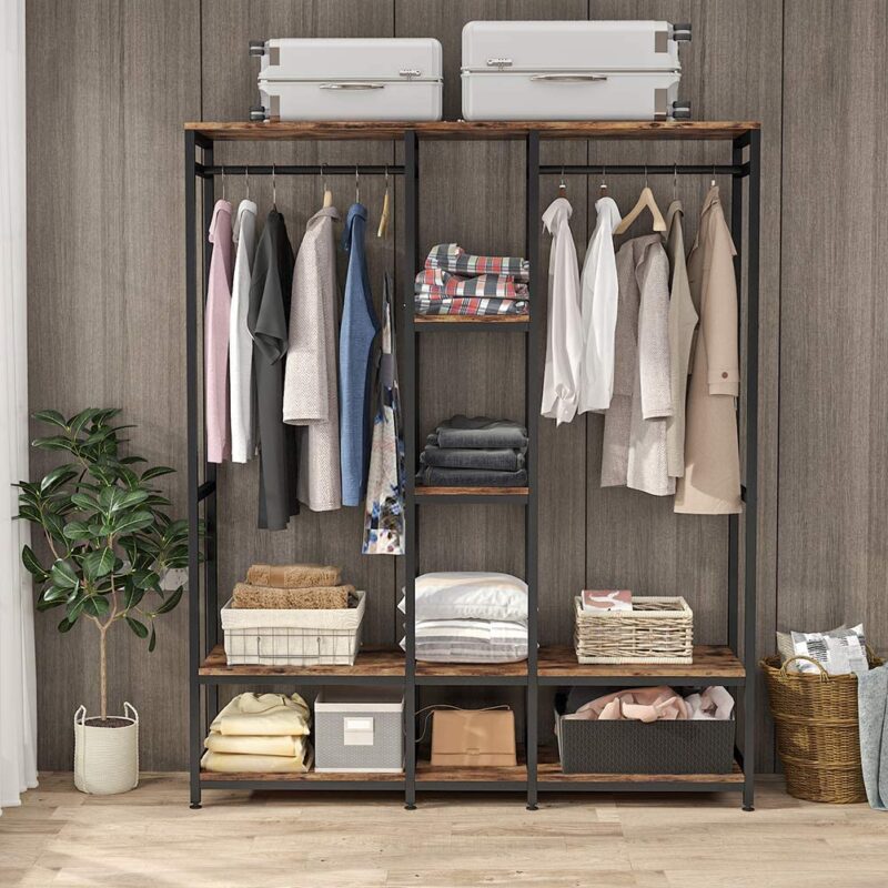 Freestanding Closet Organizer, Double Rod Clothes Rack - Image 5