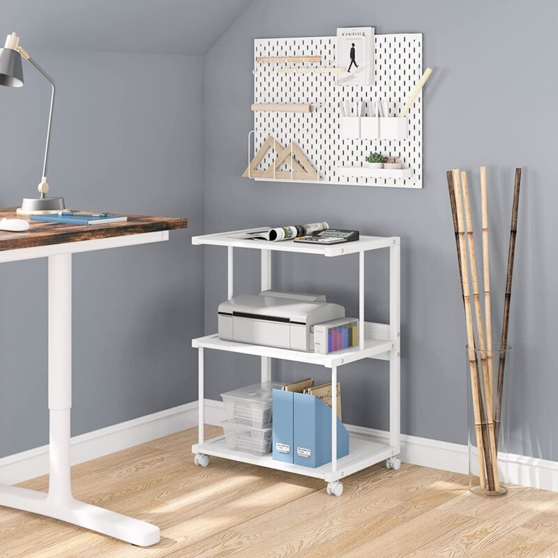 Printer Stand, Rolling Printer Table with 3 Storage Shelves - Image 8