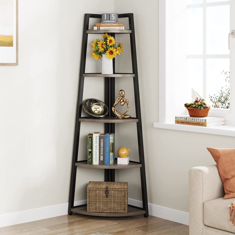 Corner Shelf, 70" Tall Corner Ladder Shelf Small Bookshelf - Image 16