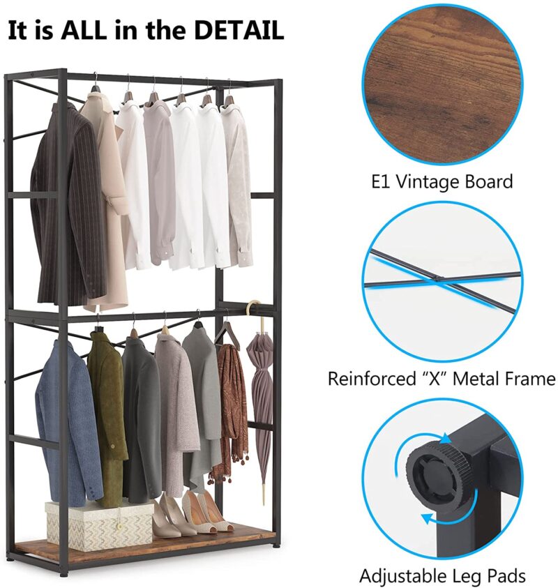 Freestanding Closet Organizer, Open Wardrobe Clothing Rack - Image 5