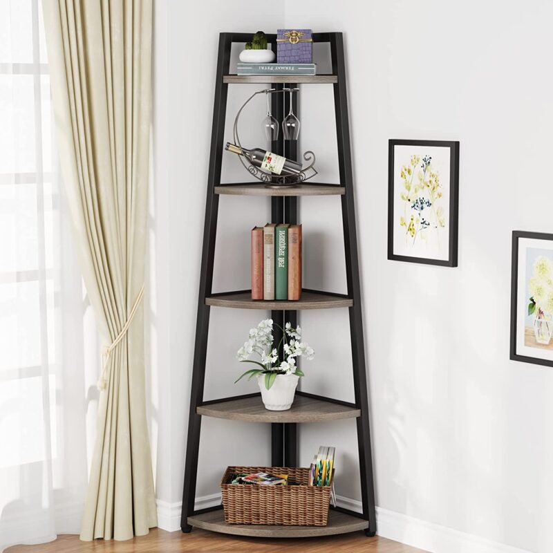 Corner Shelf, 70" Tall Corner Ladder Shelf Small Bookshelf - Image 15