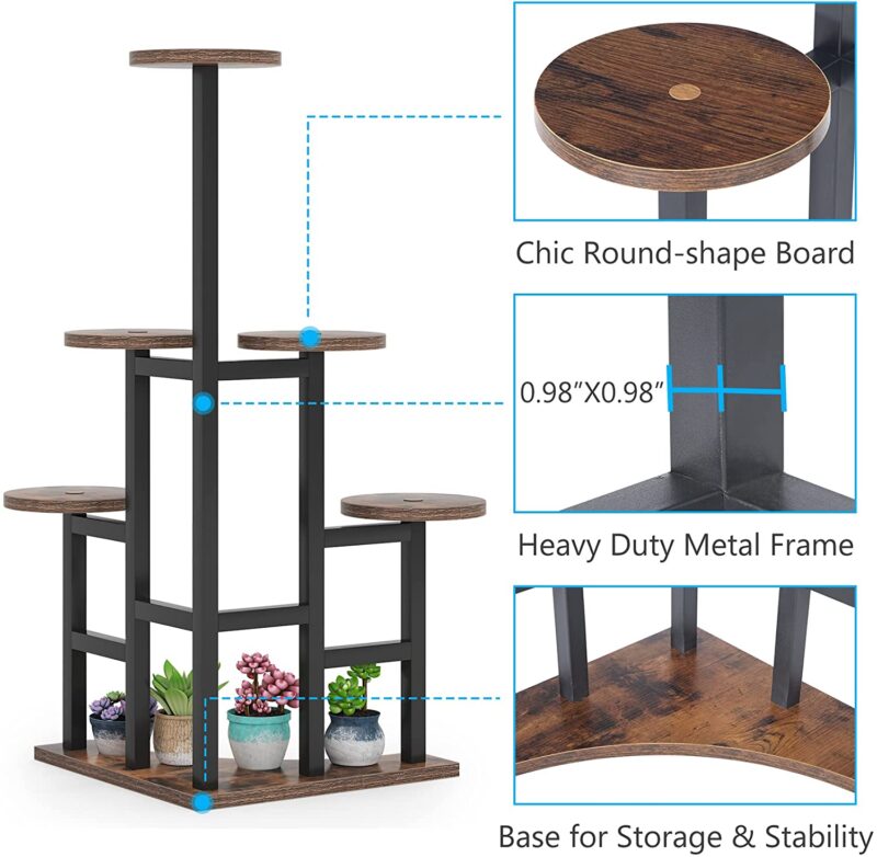 Corner Plant Stand Indoor, 6 Tiered Plant Shelf Flower Stand - Image 6