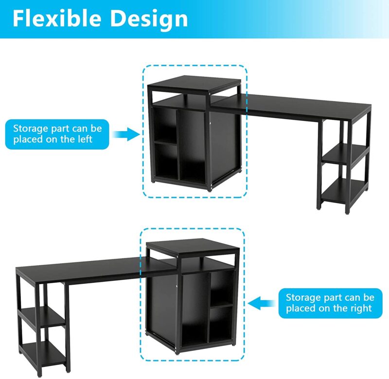 Computer Desk, Home Office Desk with Storage Shelf & Cabinet - Image 5