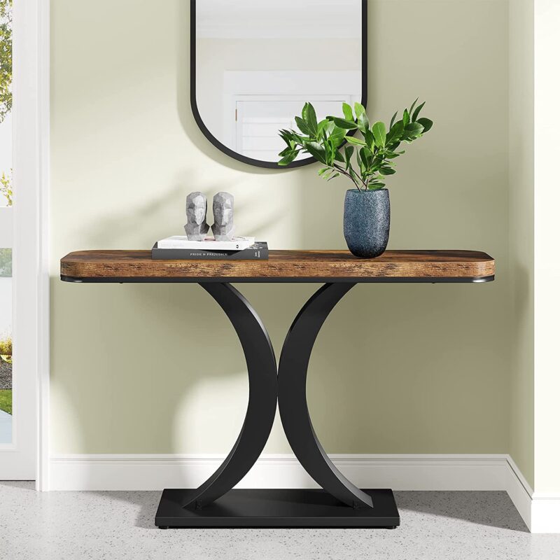 Console Table, 40" Industrial Entryway Foyer Table - Image 2