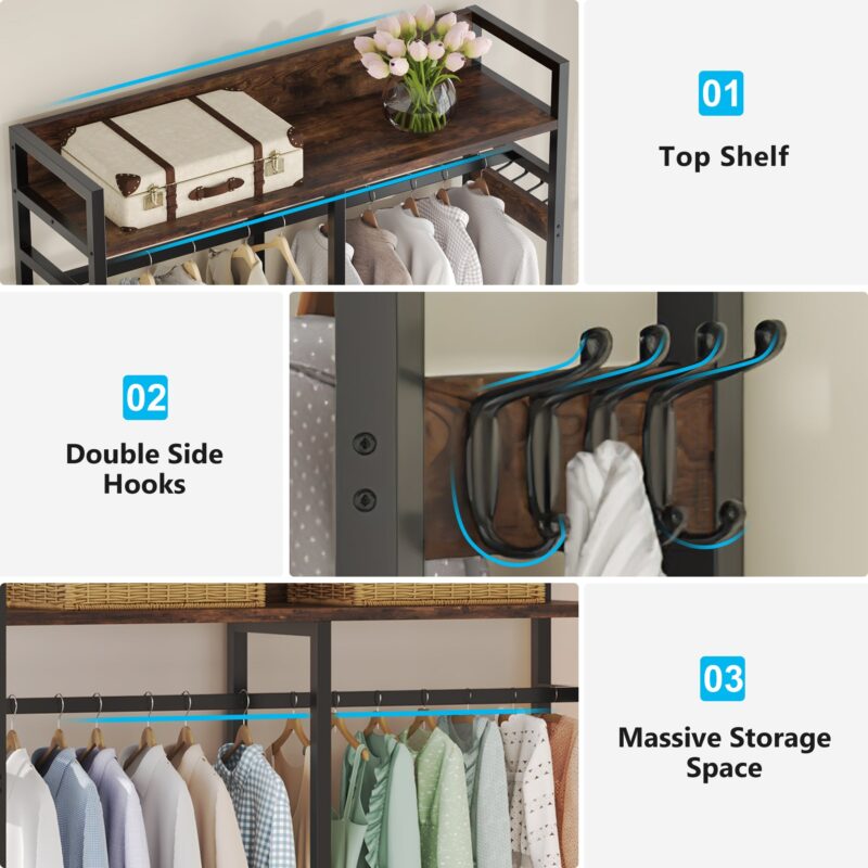 Freestanding Closet Organizer, Garment Rack with Drawers & Shelves - Image 5