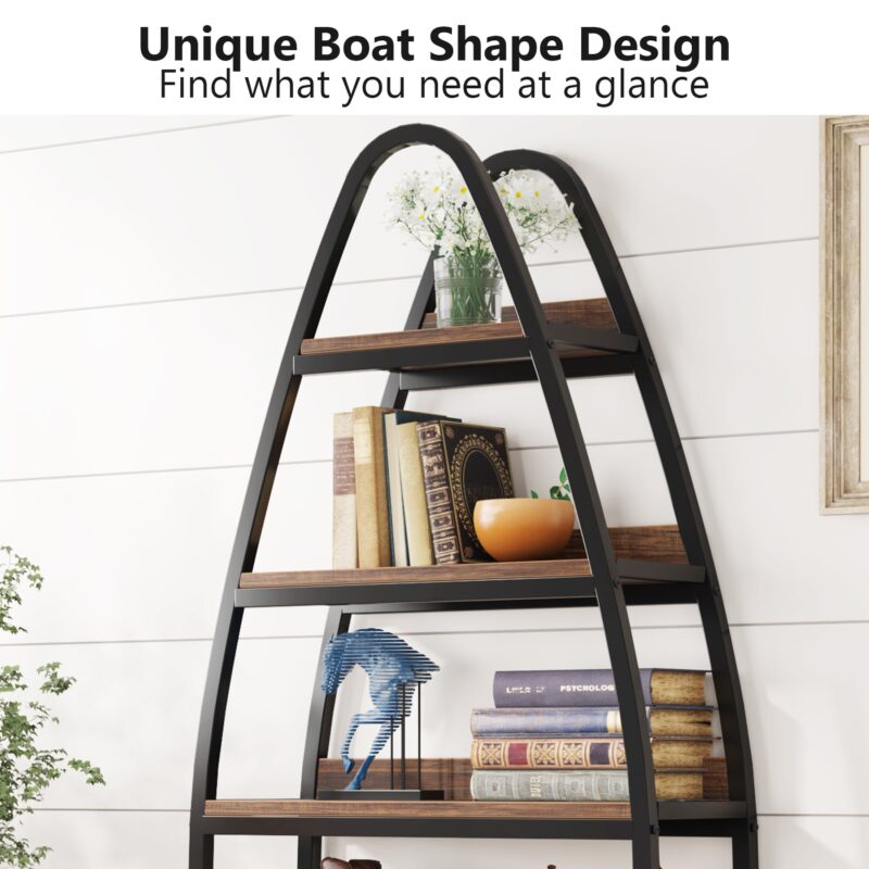 Bookshelf, 5-Tier Open Etagere Bookcase 69" Tall Display Shelf Unit - Image 6