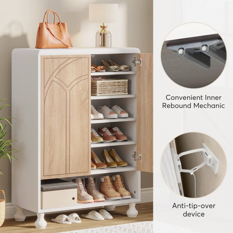 Shoe Cabinet, Modern Wood Shoe Organizer Cabinet with Door - Image 6