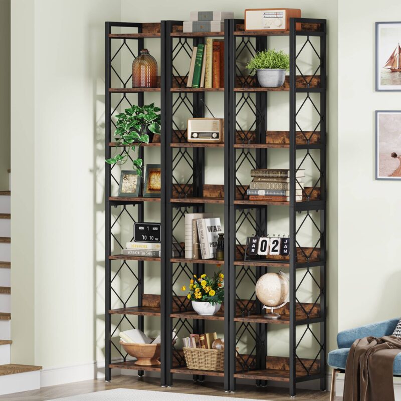 Corner Shelf, 78.7" Narrow Bookshelf 7 Tier Corner Bookcase - Image 10