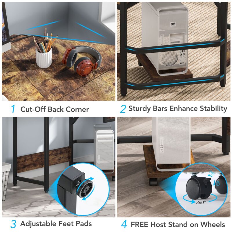 L-Shaped Desk, Height Adjustable Standing Desk with Lift Top - Image 6