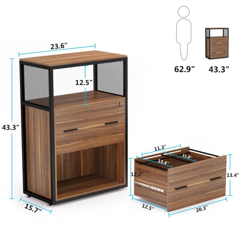 File Cabinet, Letter/Legal / A4 Size Filing Cabinet with 2 Drawers - Image 8